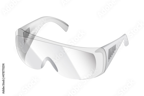 Vector illustration of transparent protective glasses on a plain background