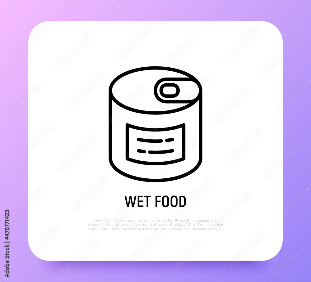Canned food for pet thin line icon. Modern vector illustration for pet shop. Canned food for pet thin line icon. Modern vector illustration for pet shop.