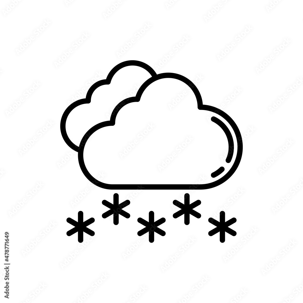 Snowfall thin line icon. Modern vector illustration of weather sign. Snowfall thin line icon. Modern vector illustration of weather sign.