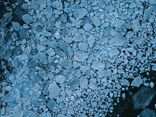 Canvas-taulu Aerial drone view on ice floes on ocean surface in Norways arctic sea