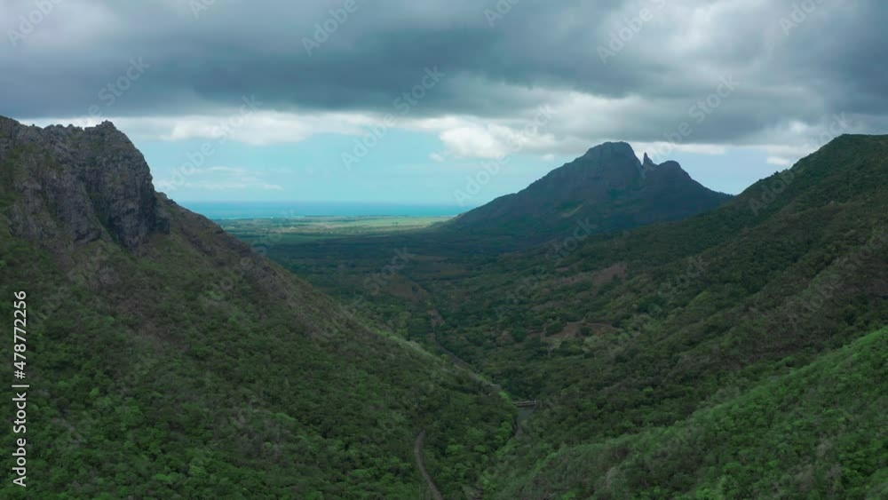 Aerial view of the gorge-Mauritius near the river gorge National Park Aerial view of the gorge-Mauritius near the river gorge National Park