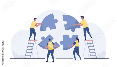 Concept of financial management statistics and business report infographics as puzzles.