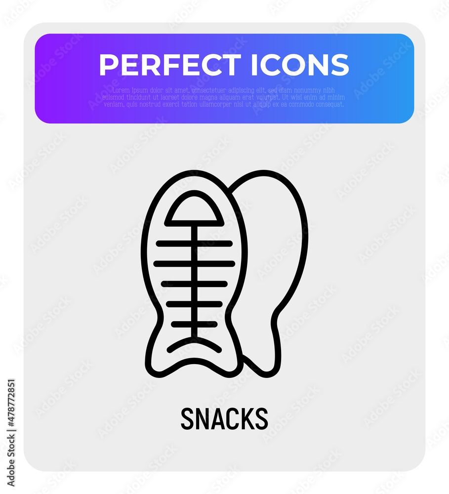 Snacks for cat thin line icon: two fishes. Modern vector illustration for pet shop. Snacks for cat thin line icon: two fishes. Modern vector illustration for pet shop.