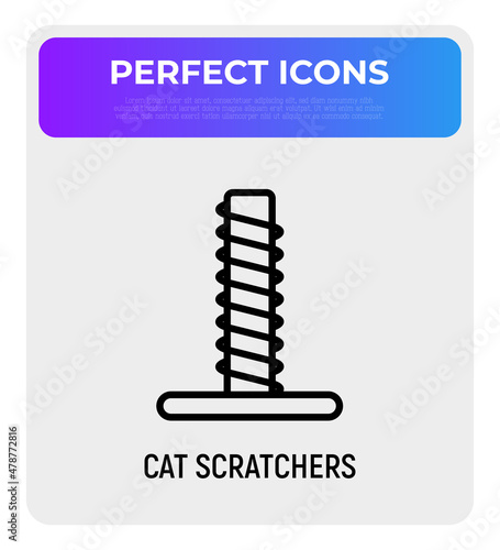 Cat scratcher thin line icon. Modern vector illustration for pet shop.