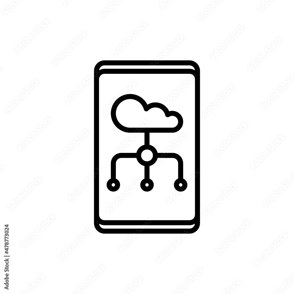 Cloud services thin line icon: cloud on smartphone screen. Modern vector illustration. Cloud services thin line icon: cloud on smartphone screen. Modern vector illustration.