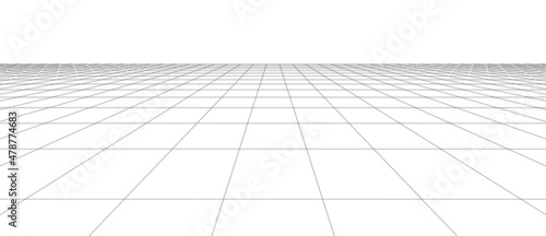 Vector grid. 3d perspective background. Wireframe mesh. Vector technology background.