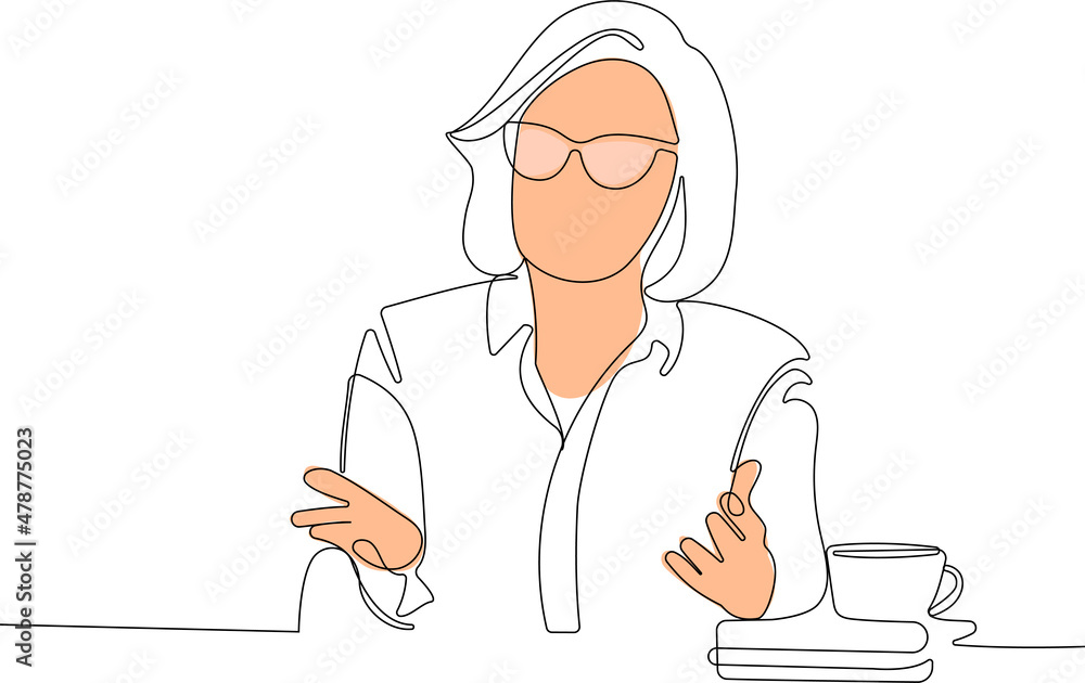 Fototapeta premium One continuous line is the concept. Vector illustration. Continuous line drawing of loan officer negotiating with bank client about credit application business entities parties. 