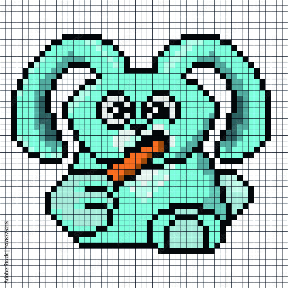 Rabbit chewing carrot in pixel art style Rabbit chewing carrot in pixel art style