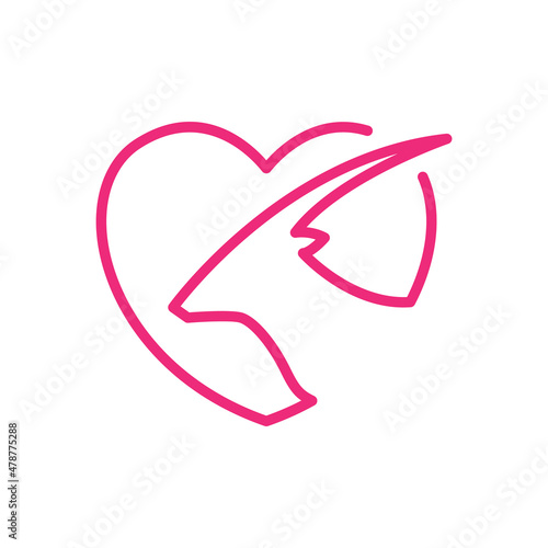 line love with mountain goat logo design vector graphic symbol icon illustration creative idea