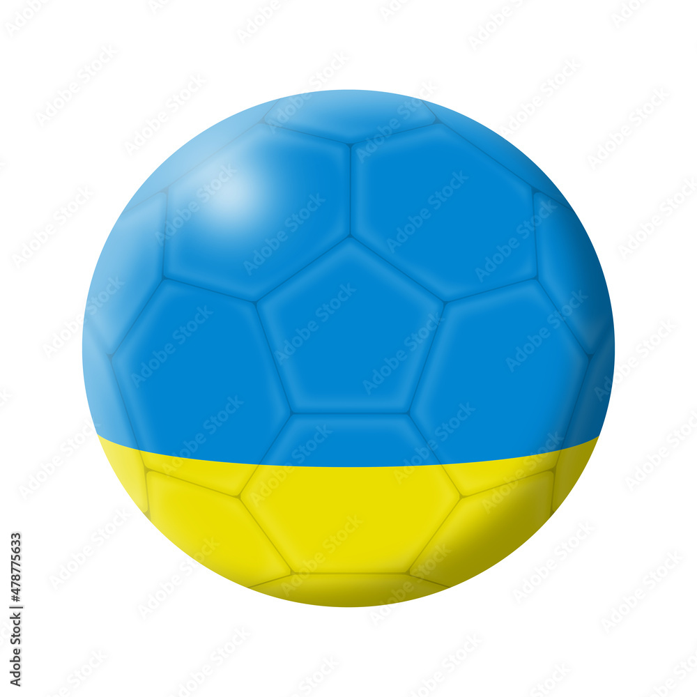 Ukraine soccer ball football illustration on white with clipping path