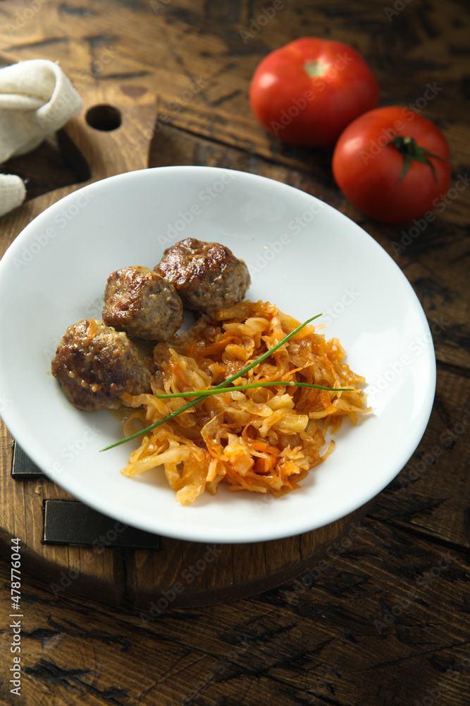 Homemade meatballs with cabbage and tomato Homemade meatballs with cabbage and tomato