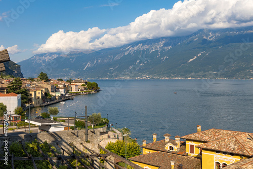 View over the village of Gargnano and Lake Garda in summer