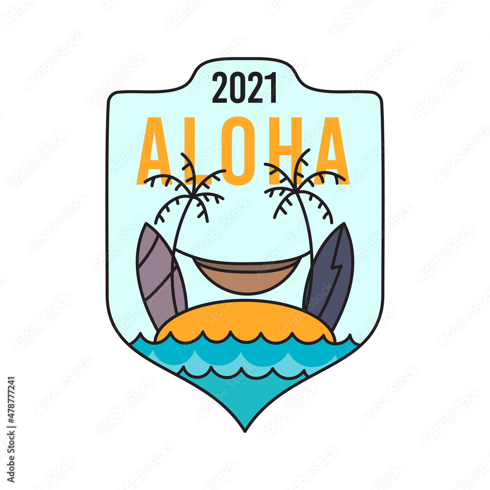 illustration of hammock and surfboards on beach illustration of hammock and surfboards on beach