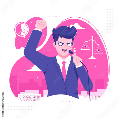 Lying politician fake promises concept vector illustration