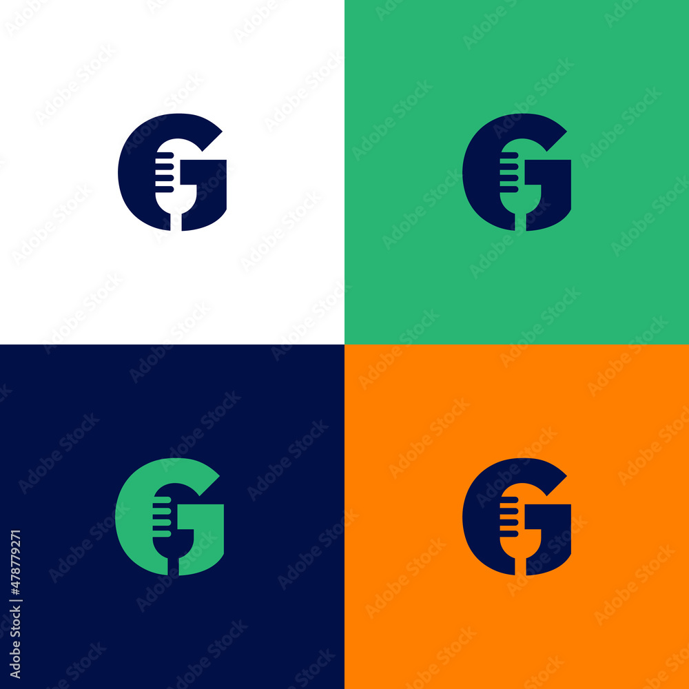 Letter g with microphone vector logo design inspiration Letter g with microphone vector logo design inspiration