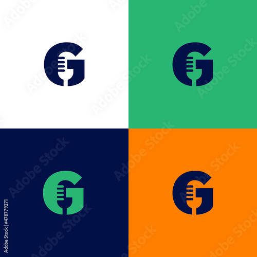 Letter g with microphone vector logo design inspiration