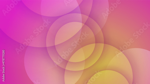 Modern gradient circle blue pink yellow Colorful abstract design background