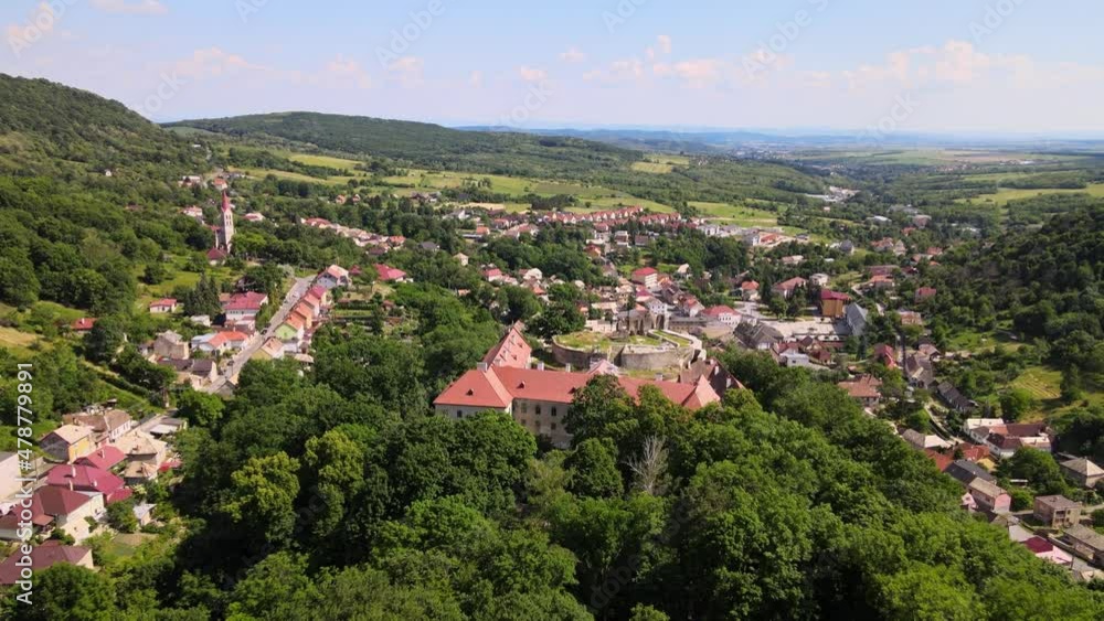 Aerial view of the castle in the town of Modry Kamen in Slovakia Aerial view of the castle in the town of Modry Kamen in Slovakia