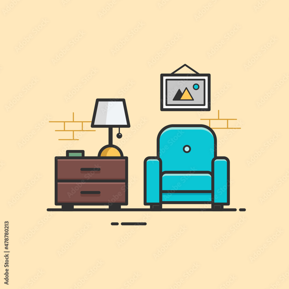 Vector Flat Illustration Of Living Room Interior Vector Flat Illustration Of Living Room Interior