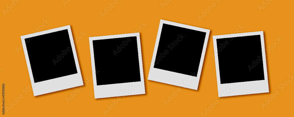 Polaroid photo series vector on orange background Polaroid photo series vector on orange background