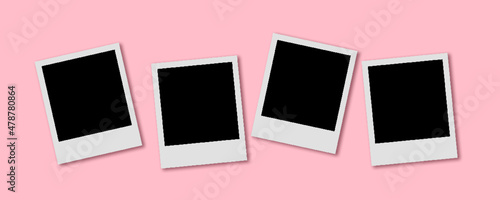 Polaroid photo series vector  on pink background