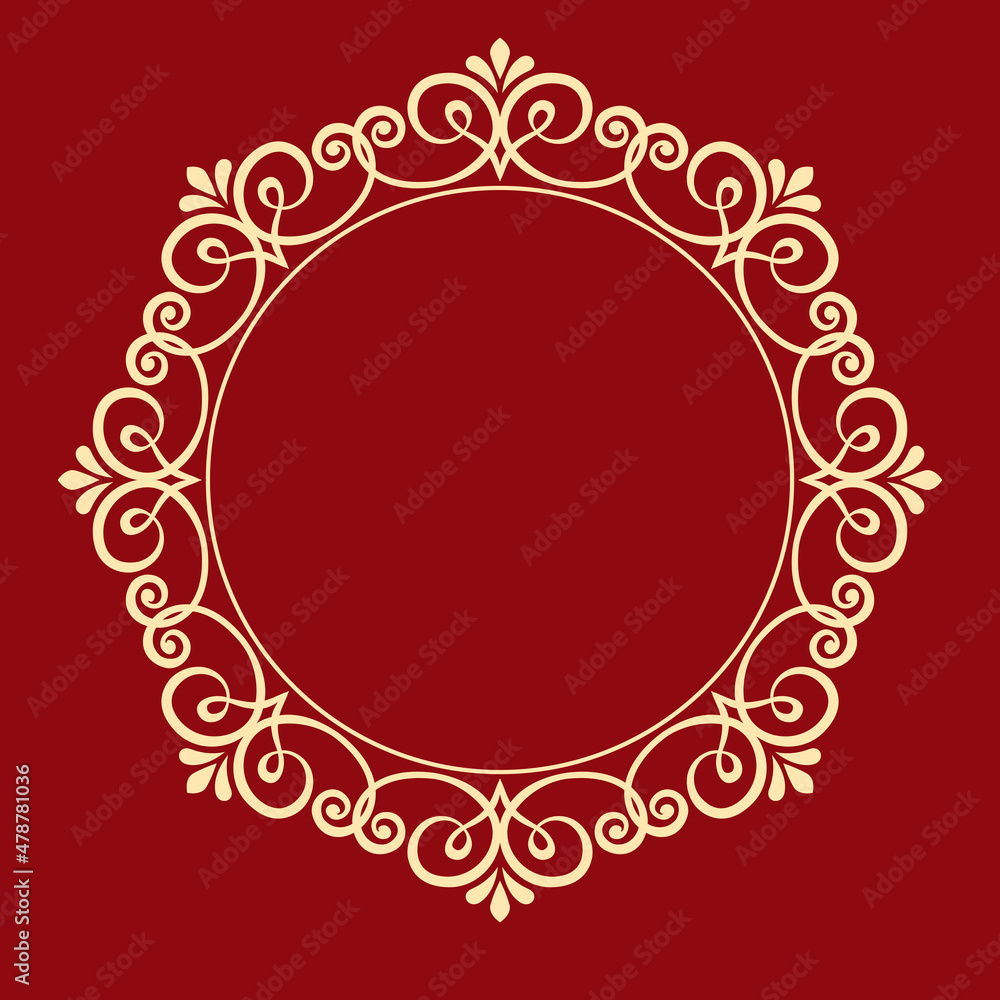 Decorative frame Elegant vector element for design in Eastern style, place for text. Floral golden and red border. Lace illustration for invitations and greeting cards Decorative frame Elegant vector element for design in Eastern style, place for text. Floral golden and red border. Lace illustration for invitations and greeting cards