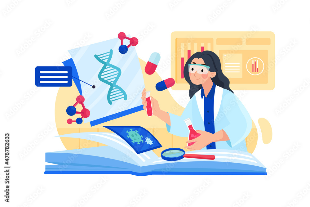 Medical research Illustration concept. Flat illustration isolated on white background. Medical research Illustration concept. Flat illustration isolated on white background.