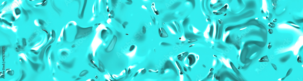 abstract texture of glass surface turquoise color. Glossy surface of water. Texture of liquid molten gold. Horizontal image. Banner for insertion into site. 3D image. 3D rendering. abstract texture of glass surface turquoise color. Glossy surface of water. Texture of liquid molten gold. Horizontal image. Banner for insertion into site. 3D image. 3D rendering.