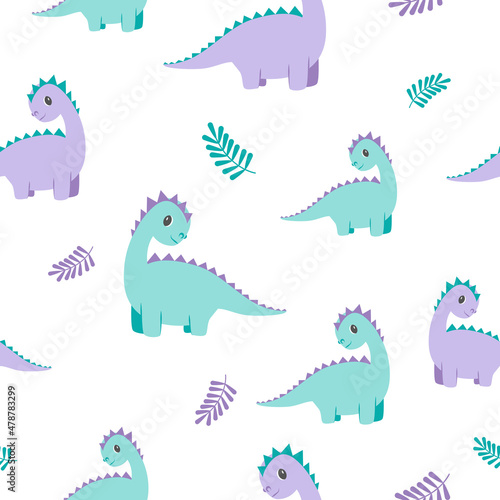 Childish seamless pattern with colorful dinosaurs. Creative vector childish background for fabric  textile  fashion clothes  wrapping paper and print.