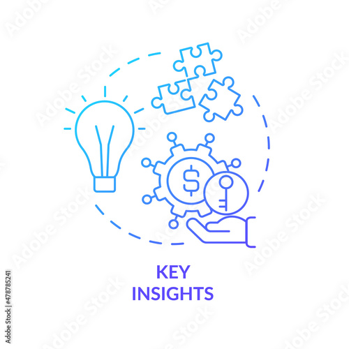 Key insights blue gradient concept icon. Marketing strategy abstract idea thin line illustration. Good creative ideas. Isolated outline drawing. Roboto-Medium, Myriad Pro-Bold fonts used © bsd studio
