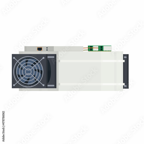 Asic miner. Mining device, vector illustration