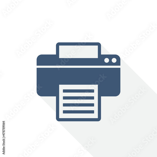 Printer vector icon, office flat design illustration in eps 10 for webdesign and mobile applications