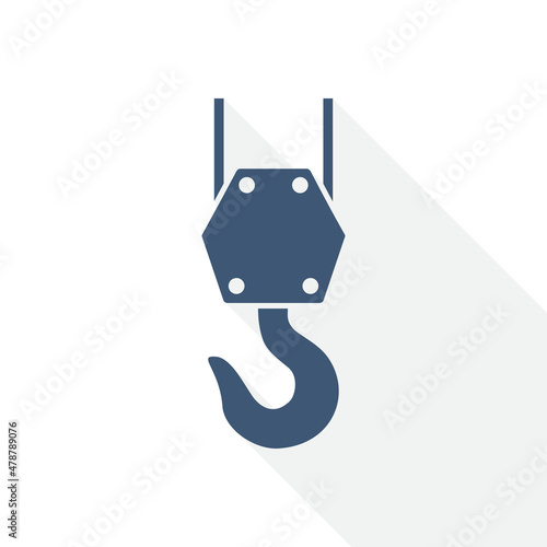 Crane hook vector icon, construction concept flat design illustration in eps 10 for webdesign and mobile applications