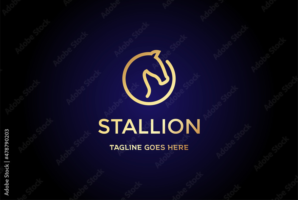 Elegant Luxury Circular Golden Horse Stallion Logo Design Vector Elegant Luxury Circular Golden Horse Stallion Logo Design Vector