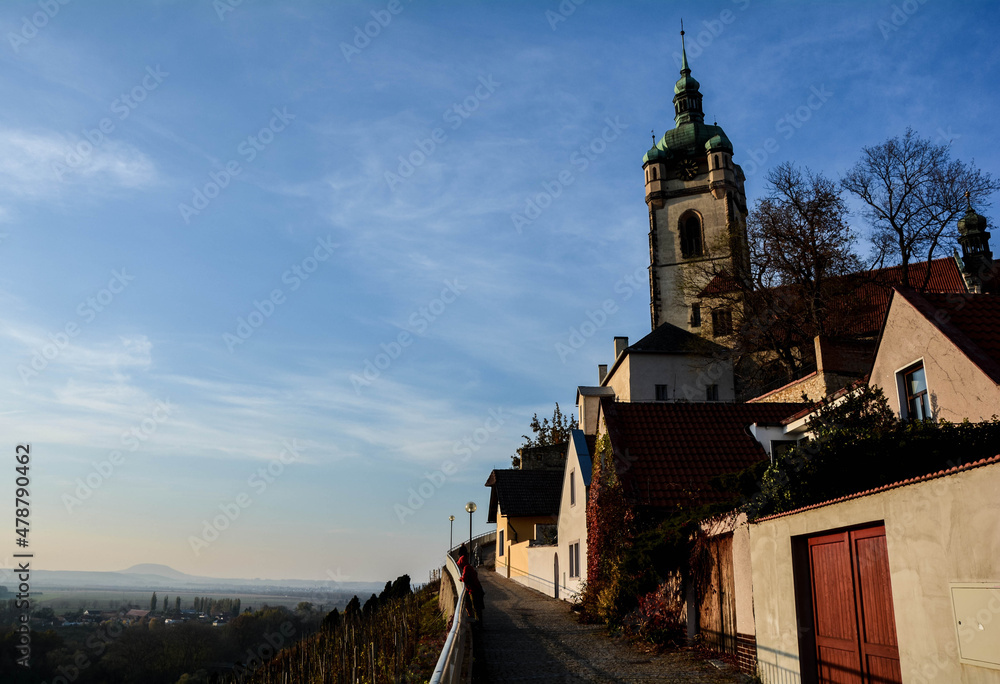 view of mountain rape and Melnik castle in the Czech Republic 
