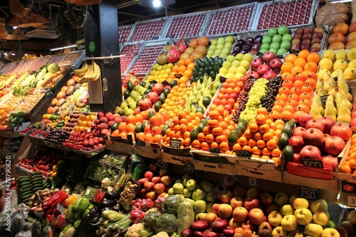 Fresh and colorful fruits in market