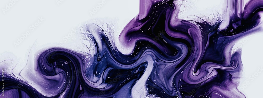 Modern twirl of watercolour painting, marble effect design, fluid background with blue and purple accent, mix of colours, luxury hand drawn art, wallpaper for print