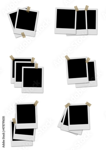 Polaroid photo series with scotch tape