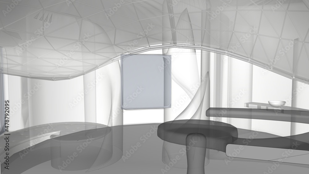 Obraz premium eco house 3d rendering sketch
