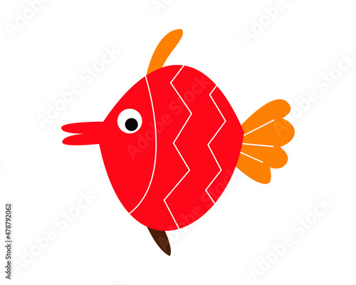 a red fish illustration. the sea animal drawing collection in funny cartoon style. kids friendly illustration for educational or design element decoration.