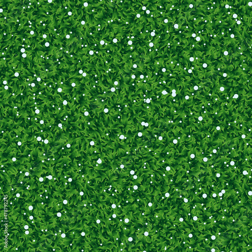 Seamless grass with snow. Grass with snow texture plane perpendicular. Green grass with snow seamless texture. Vector illustration