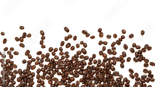 close up coffee beans isolated white background