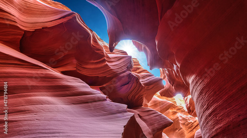 Inside of canyon antelope near page, arizona, america. Travel and art concept. photo