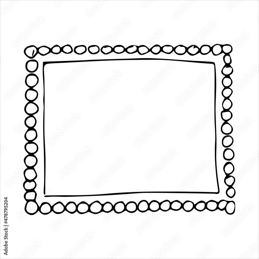 Hand drawn doodle style rectangular frame. Black and white vector illustration. Hand drawn doodle style rectangular frame. Black and white vector illustration.
