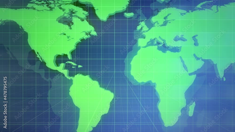Newsroom with global map on blue grid, business, corporate and news style background Newsroom with global map on blue grid, business, corporate and news style background