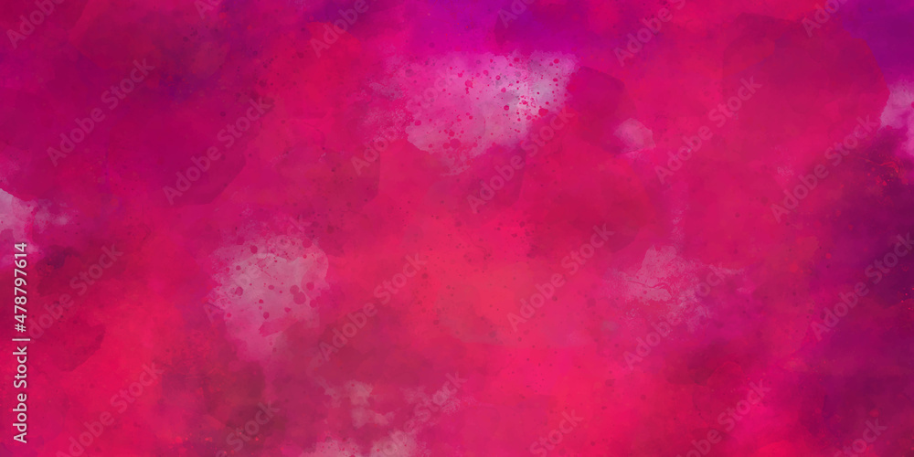 Bright pink red abstract textured background texture to the point with bright spots of paint. Blank background design banner.