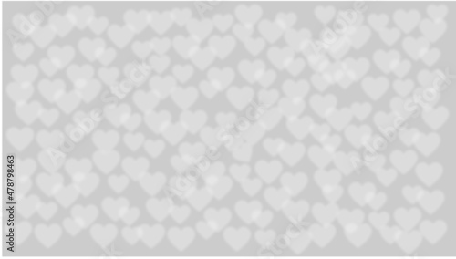 Fototapeta Naklejka Na Ścianę i Meble -  Grey and white background of transparent blurred hearts overlapping each other on darker grey background. Valentine's day, Mother's day, hearts background. Happy, copy space.