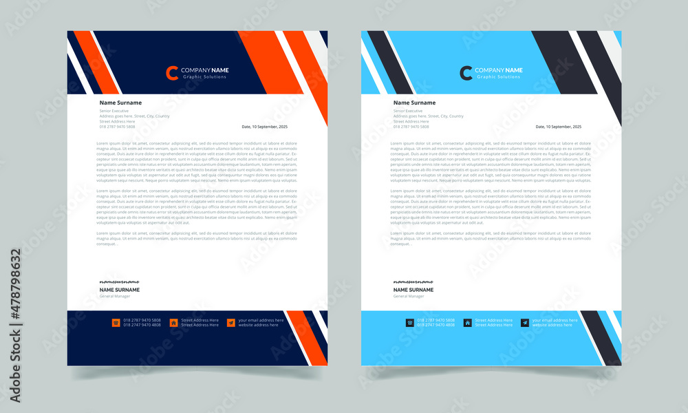 Modern business letterhead design template, vector letterhead design template 