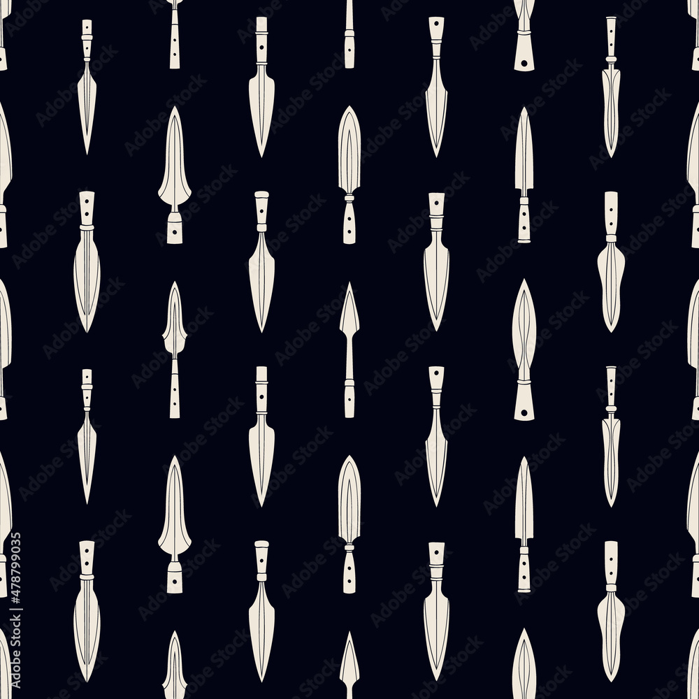 Seamless pattern with ancient spearheads for your project Seamless pattern with ancient spearheads for your project