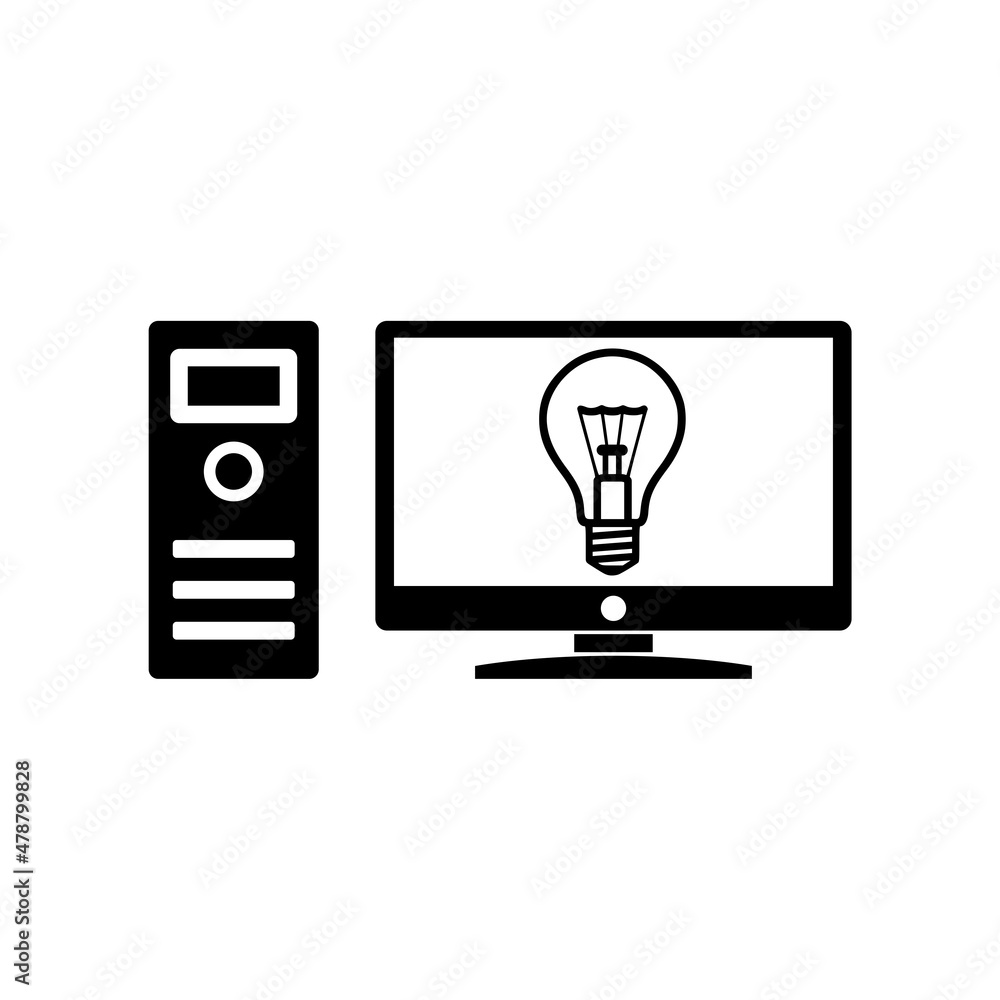Light bulb computer icon isolated on white background Light bulb computer icon isolated on white background
